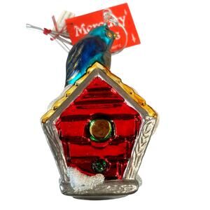 Department 56 Handblown Mercury Glass Jumbo Christmas 'Birdhouse' Ornament-NWT